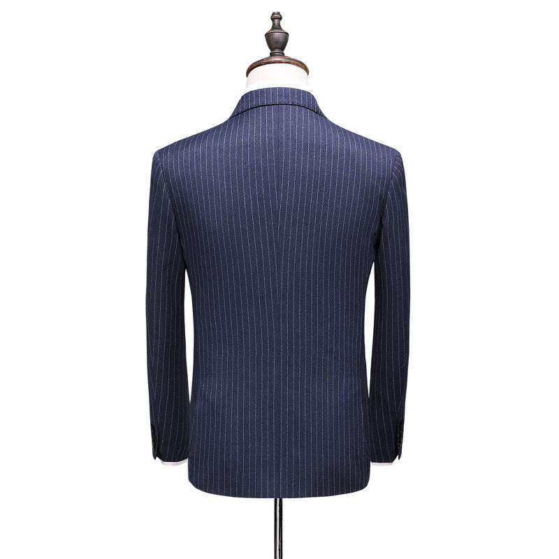 Autumn And Winter New Foreign Trade New Men's Double-Breasted Striped Suit Three-Piece suit