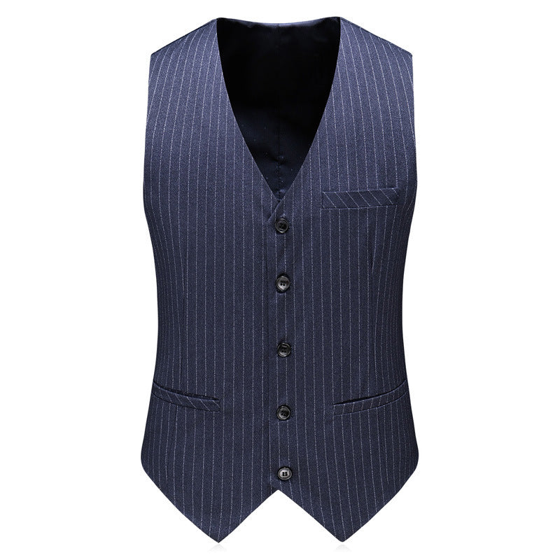 Autumn And Winter New Foreign Trade New Men's Double-Breasted Striped Suit Three-Piece suit