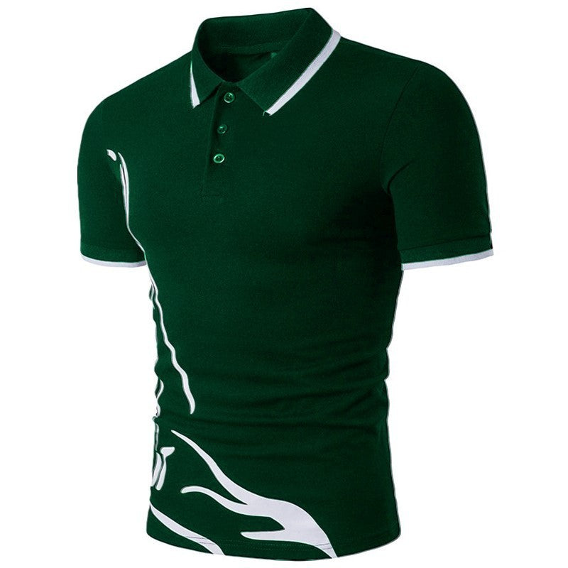 Men's Printed Lapel Polo Shirt Short Sleeves