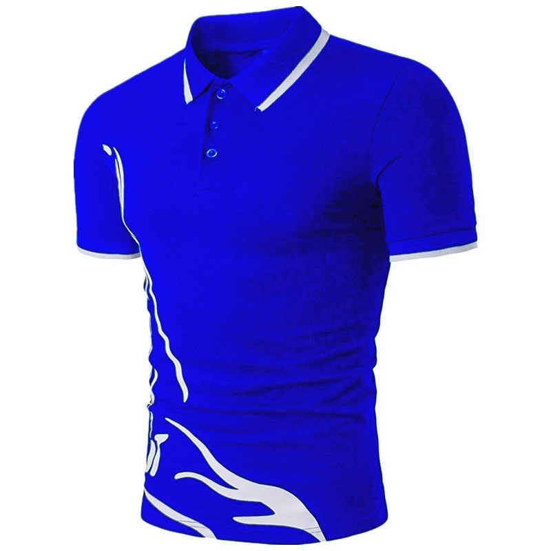 Men's Printed Lapel Polo Shirt Short Sleeves