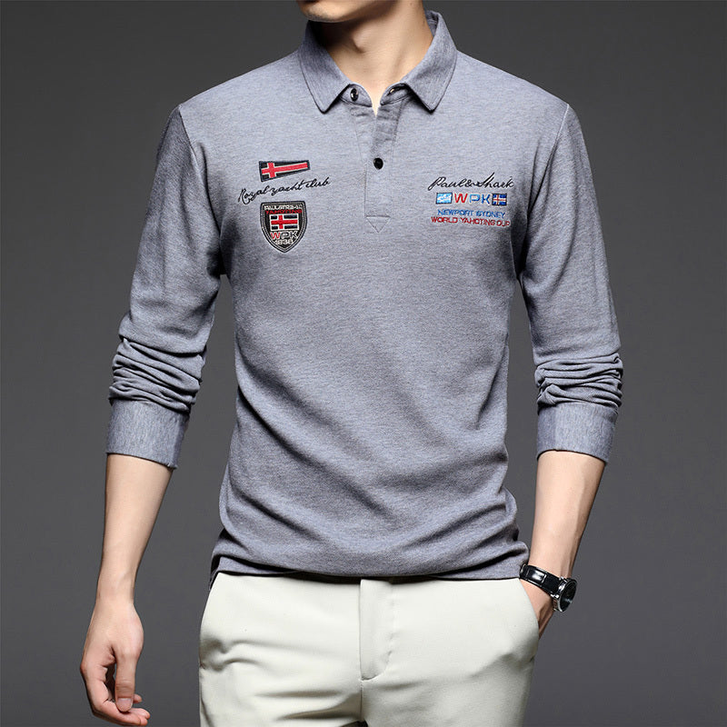 Business Dad Long-sleeved Spring And Autumn New Polo Bottoming Shirt