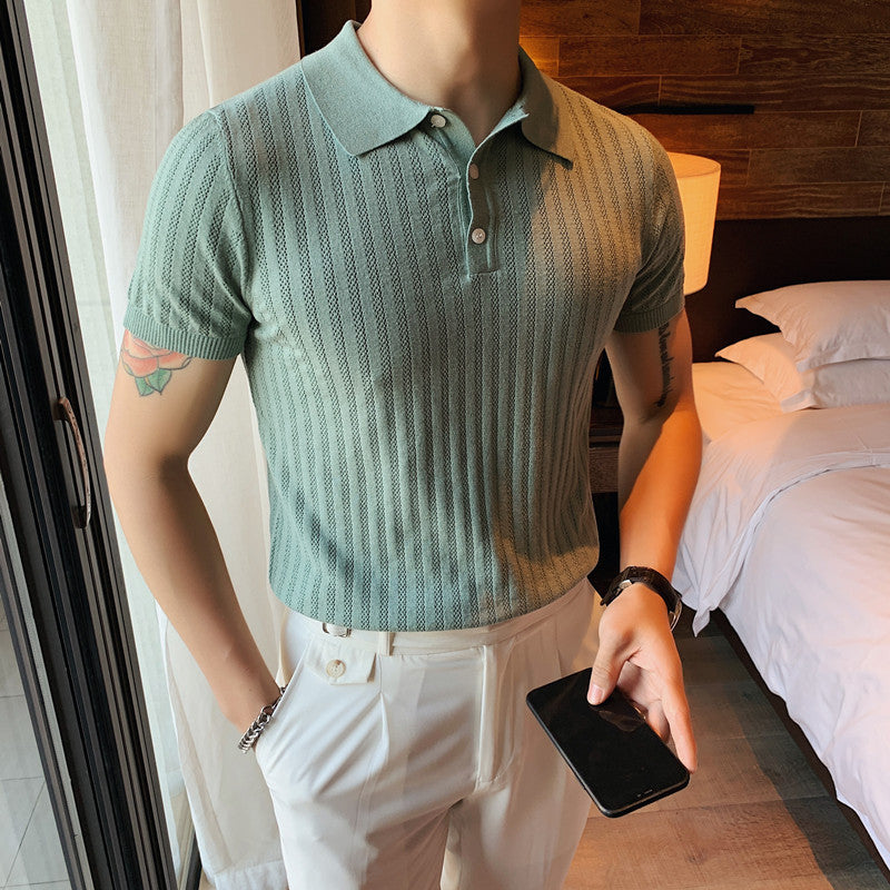 Summer New Color-blocking Striped Slim-fit Sweater