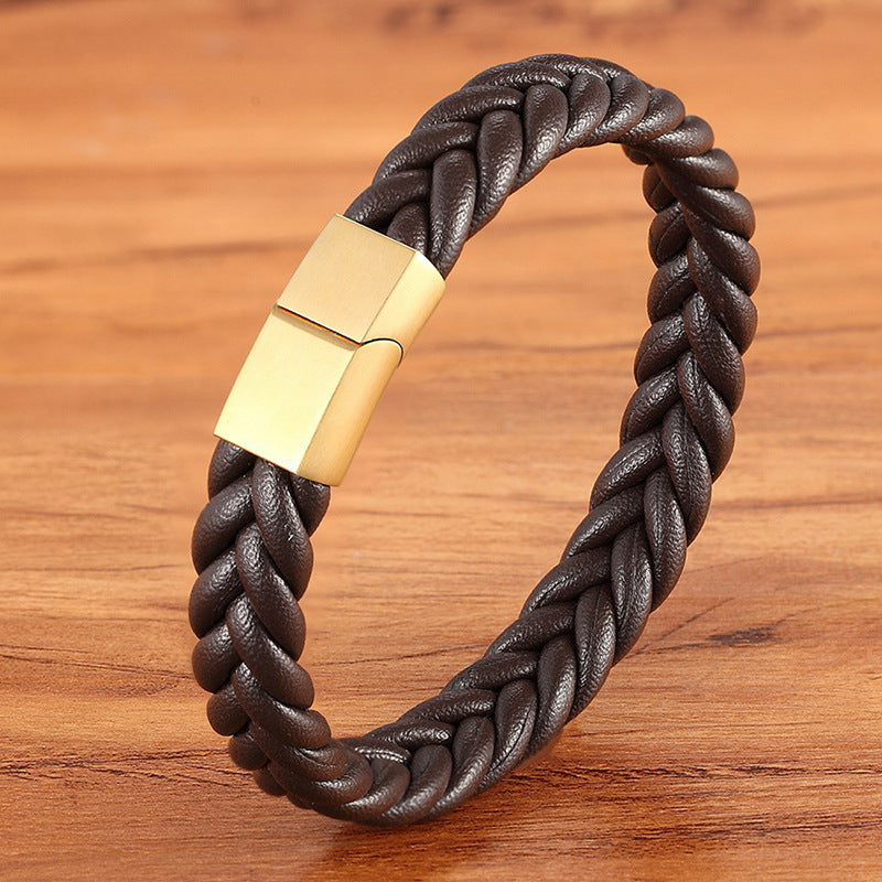 Leather Rope Hand Woven Bracelet Neutral Creativity