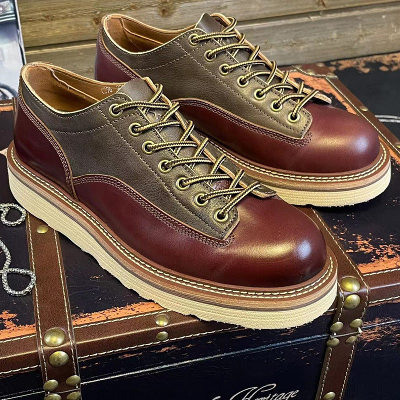 Casual Retro Old Handmade Men's Big Head Leather Shoes