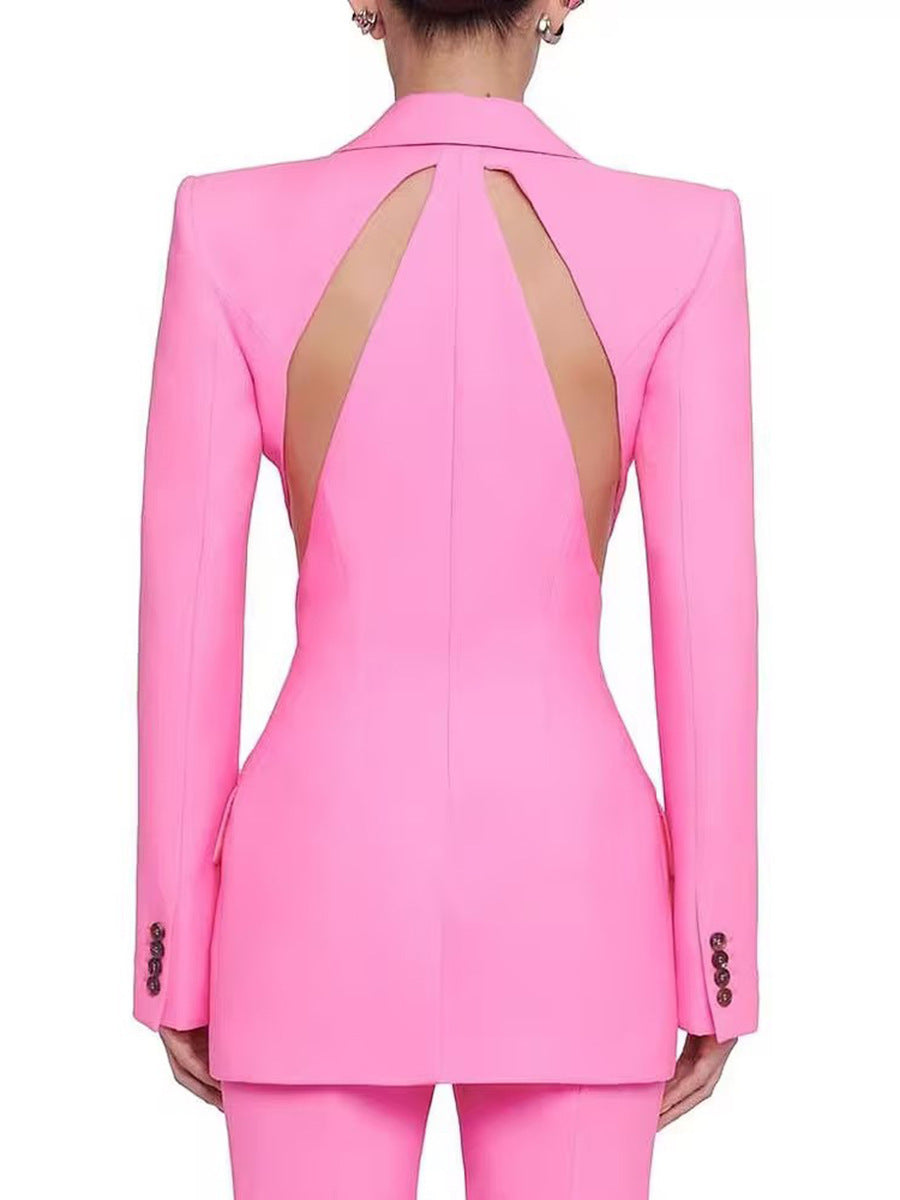 Fashion Hollowed-out Design Sense Slimming Small Suit Leg-showing Suit Pants