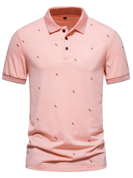 Men's Short-sleeved Polo Shirt Fashionable Printed Casual European And American Lapel Short-sleeved T-shirt