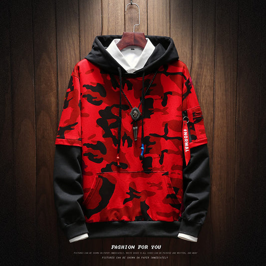 Autumn and winter men's Hong Kong style camouflage hooded men's sweater