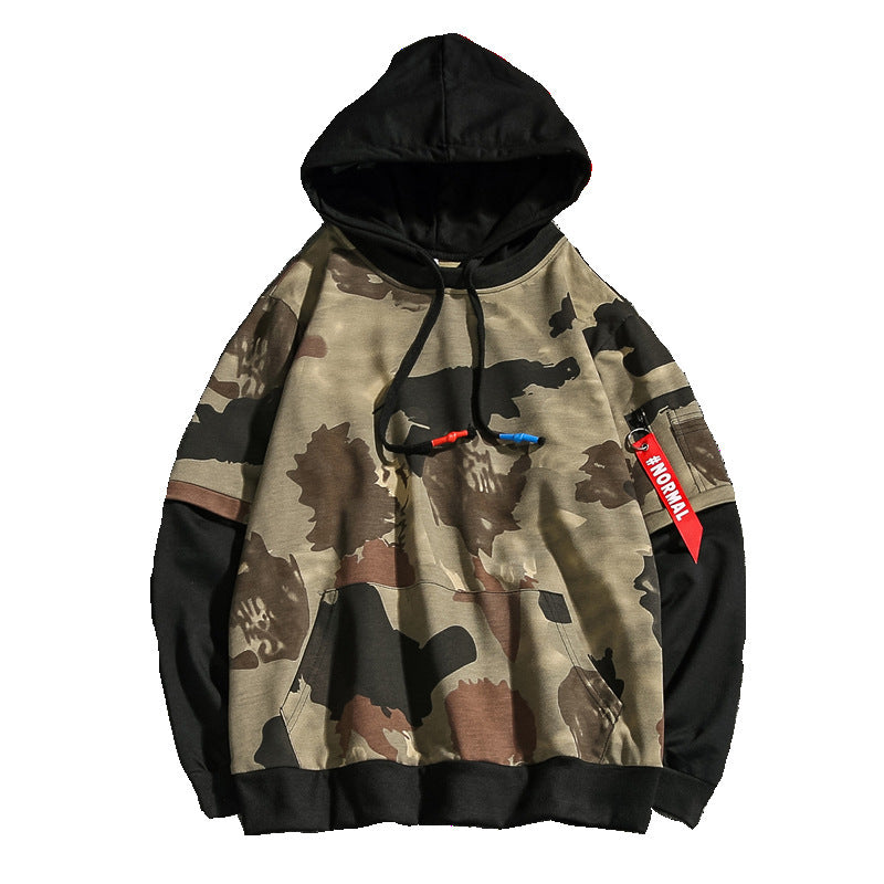 Autumn and winter men's Hong Kong style camouflage hooded men's sweater