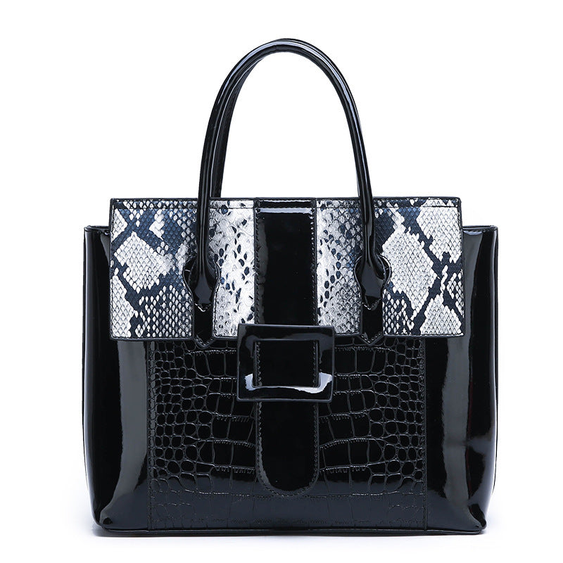 Leather mirror snake pattern women's bag