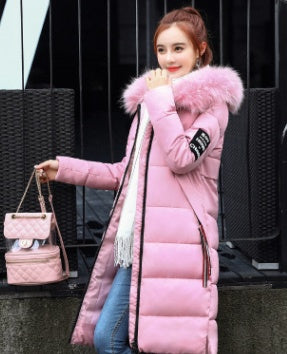 Large fur collar mid-length coat