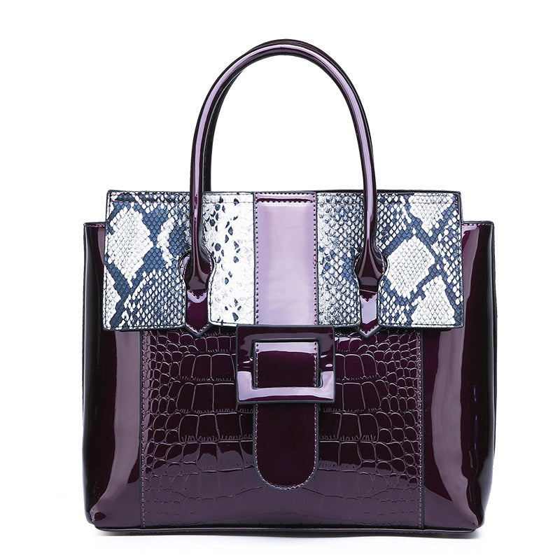Leather mirror snake pattern women's bag