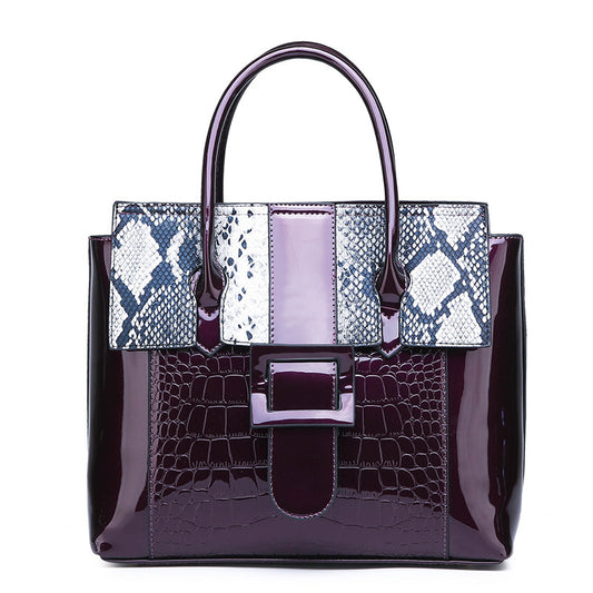 Leather mirror snake pattern women's bag