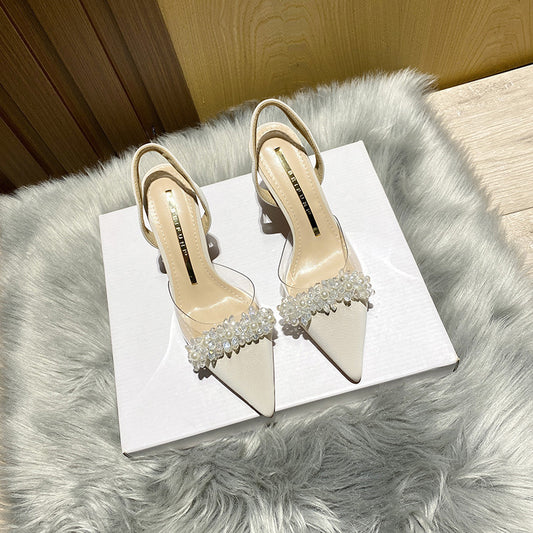 Summer New Dignified Rhinestone Pointed-toe Stiletto Shoes Fairy