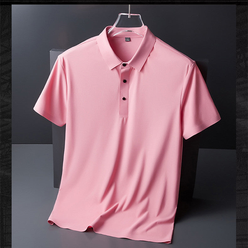 Breathable Lapel Short Sleeved T Shirt For Men