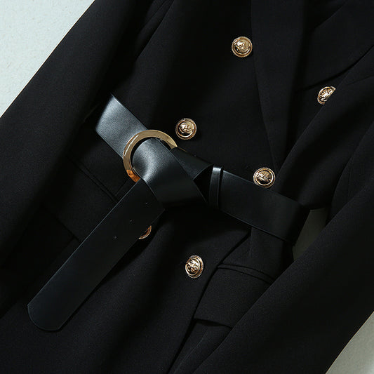 Mid-length Catwalk Trench Coat With Waist And Slit