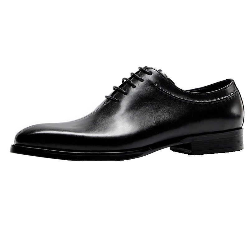 Korean Version Of Men's Business Formal Wear Wedding Shoes Trendy Shoes British Pointed Toe Lace-up Men's Leather Shoes