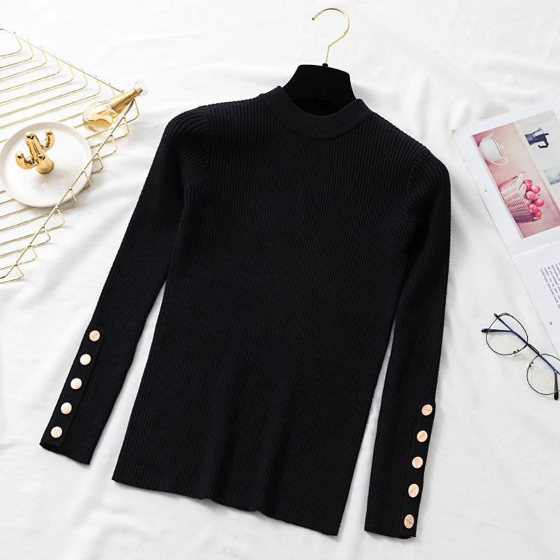 Round neck pullover chic long sleeve sweater