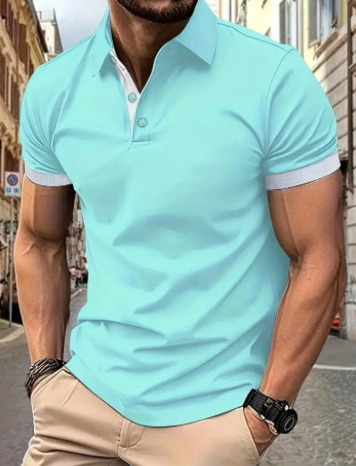 Men's Stand Collar Short Sleeve Polo Shirt Business Casual