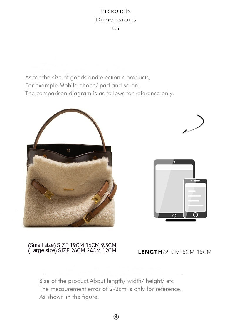 Lamb Wool Bag Autumn And Winter Fashion All-matching Women's Leather Plush Bag