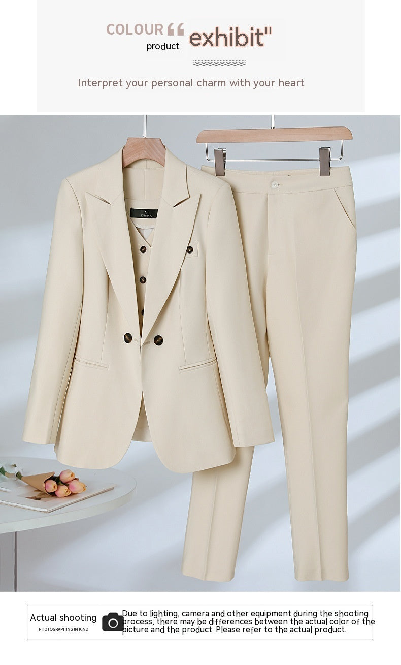 Women's President Small Suit Autumn And Winter Elegant Outfit Suit Vest Three-piece Suit