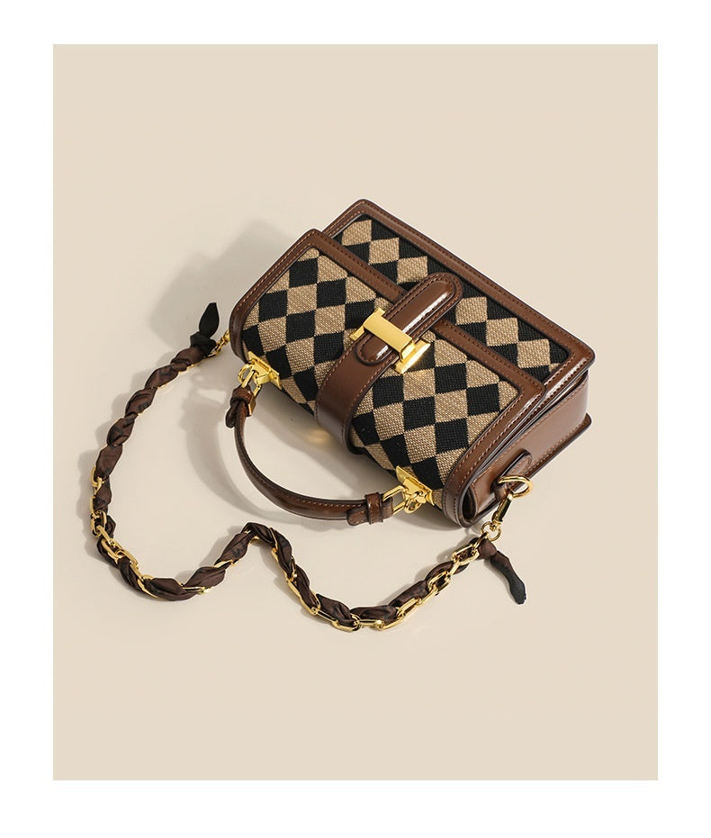 Small Square Bag Chessboard Plaid Chain All-match Shoulder Crossbody