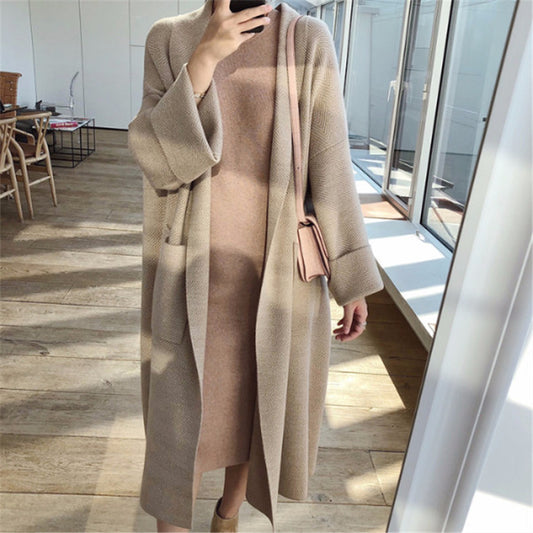 Mid-length loose cardigan sweater