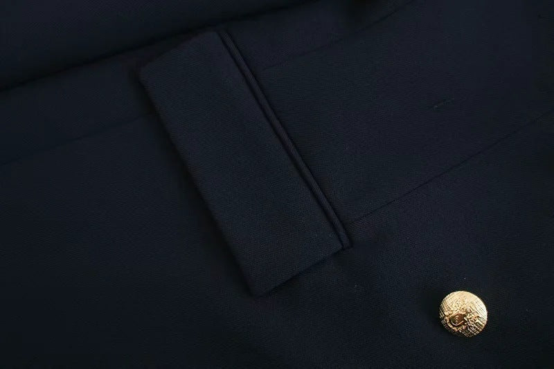 Solid Color Metal Double-breasted Button Casual Blazer