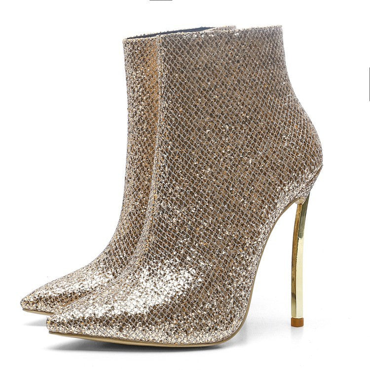 Women's golden stiletto boots