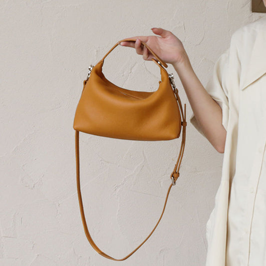 Boston Layer Cowhide One Shoulder Lunch Box Bag