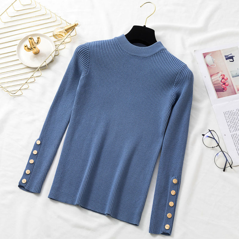 Round neck pullover chic long sleeve sweater