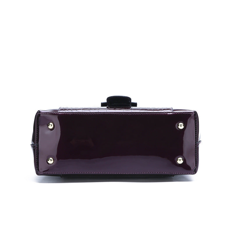 Leather mirror snake pattern women's bag