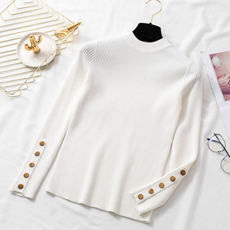 Round neck pullover chic long sleeve sweater