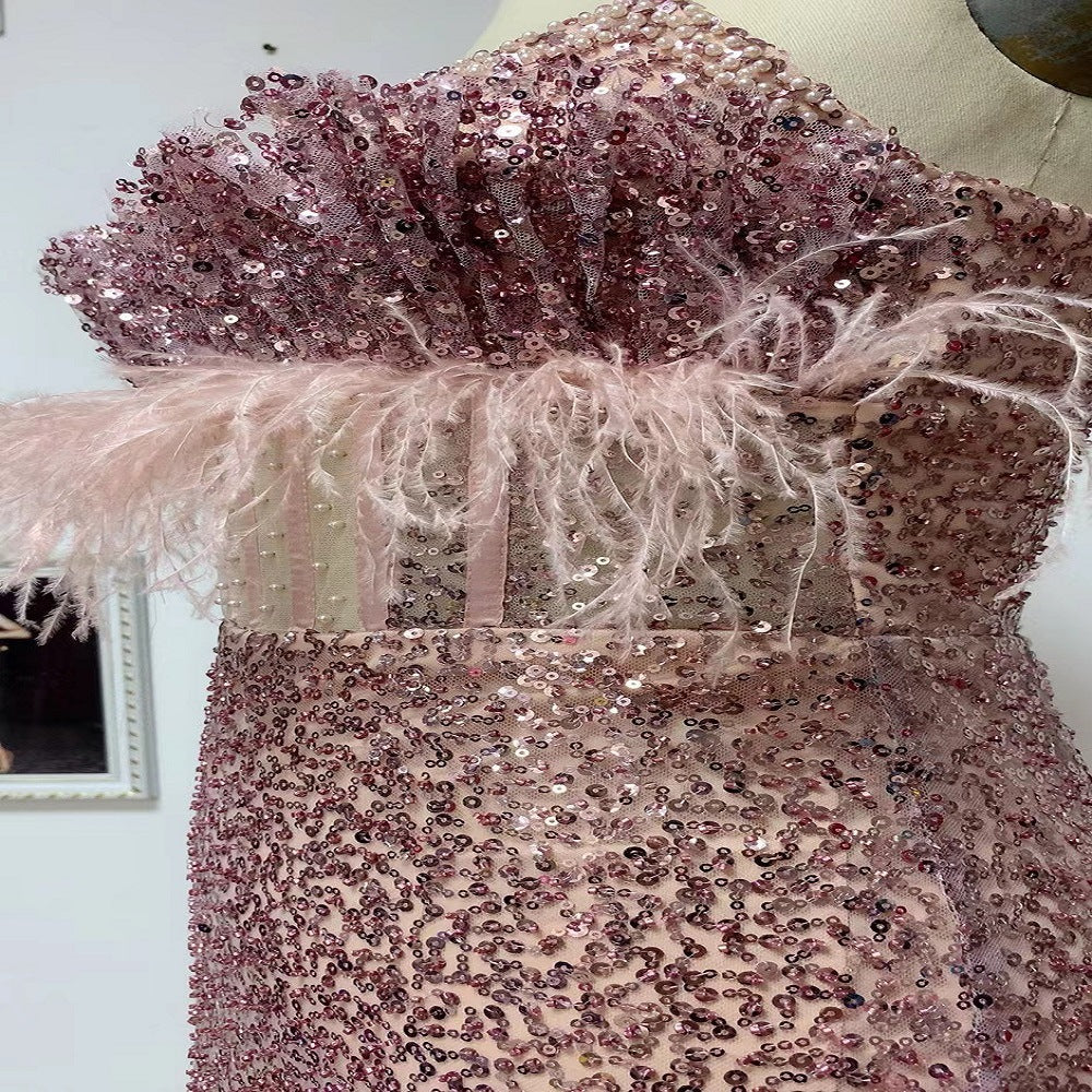 Women's Sequin Tube Top Temperament Dress