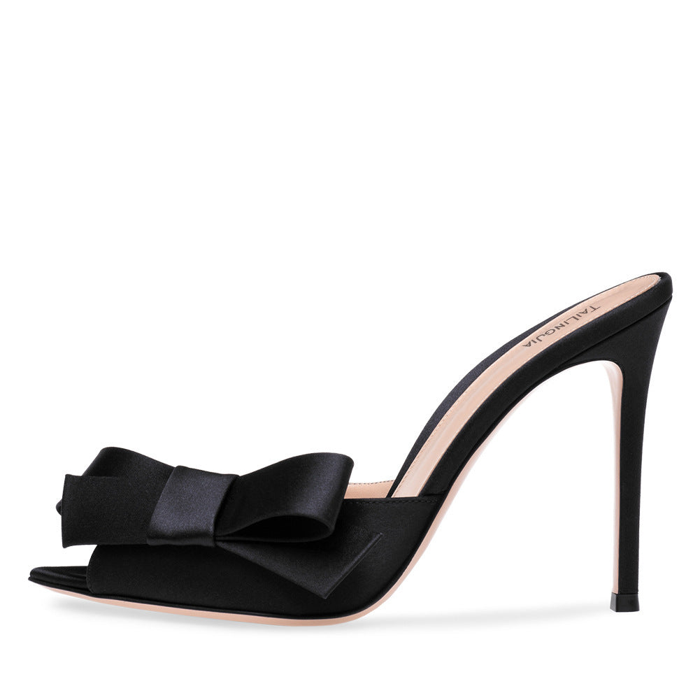 European And American Ladies Black Sardine Cloth Super High Heel