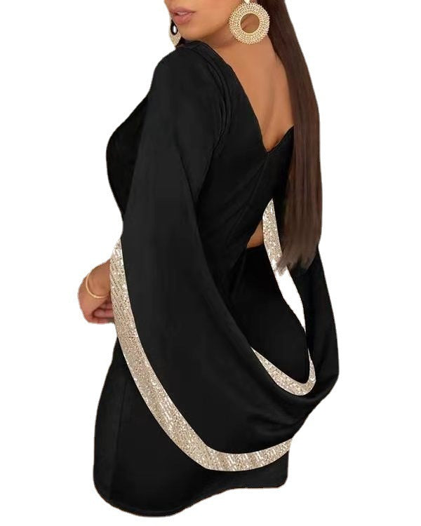 FashionLadies Feature One-Sleeve V-Neck Dress