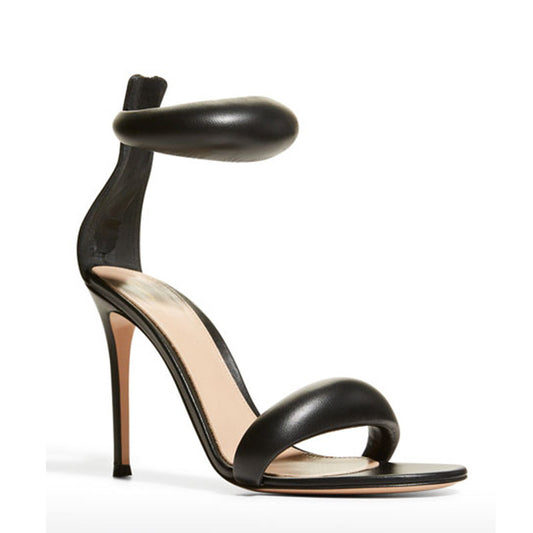 Ladies Zip Stiletto Heel Bubble Loop Oversized Sandals