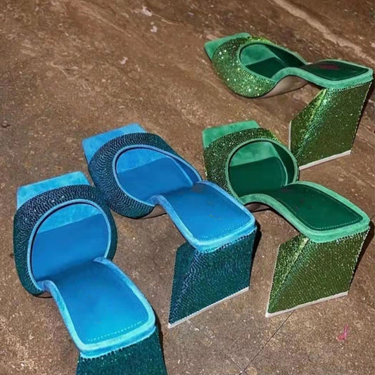 Square Toe Chunky Heel Sandals Plus Size