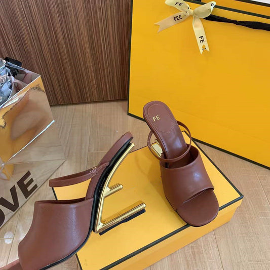 Slotted High Heel Square Head Fashion Women Shoes