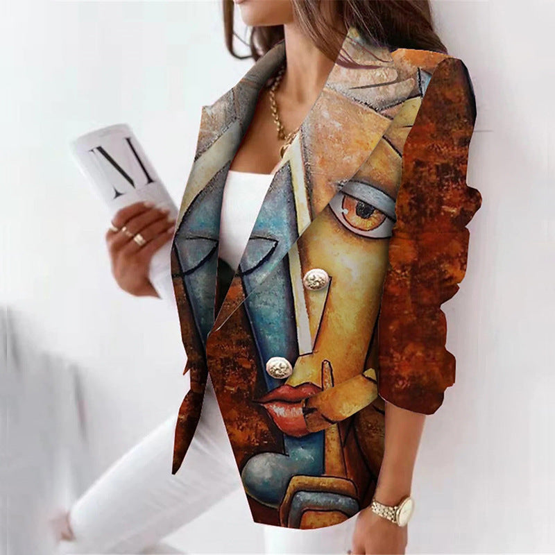 3D Color Printing Suit Jacket Slim Temperament