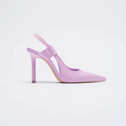 Women's Satin Purple Single Shoes Pointed Toe Stiletto Heels