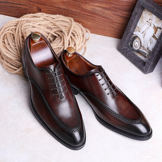 Top Layer Cowhide Rubber Compound Sole Lace-Up Shoes