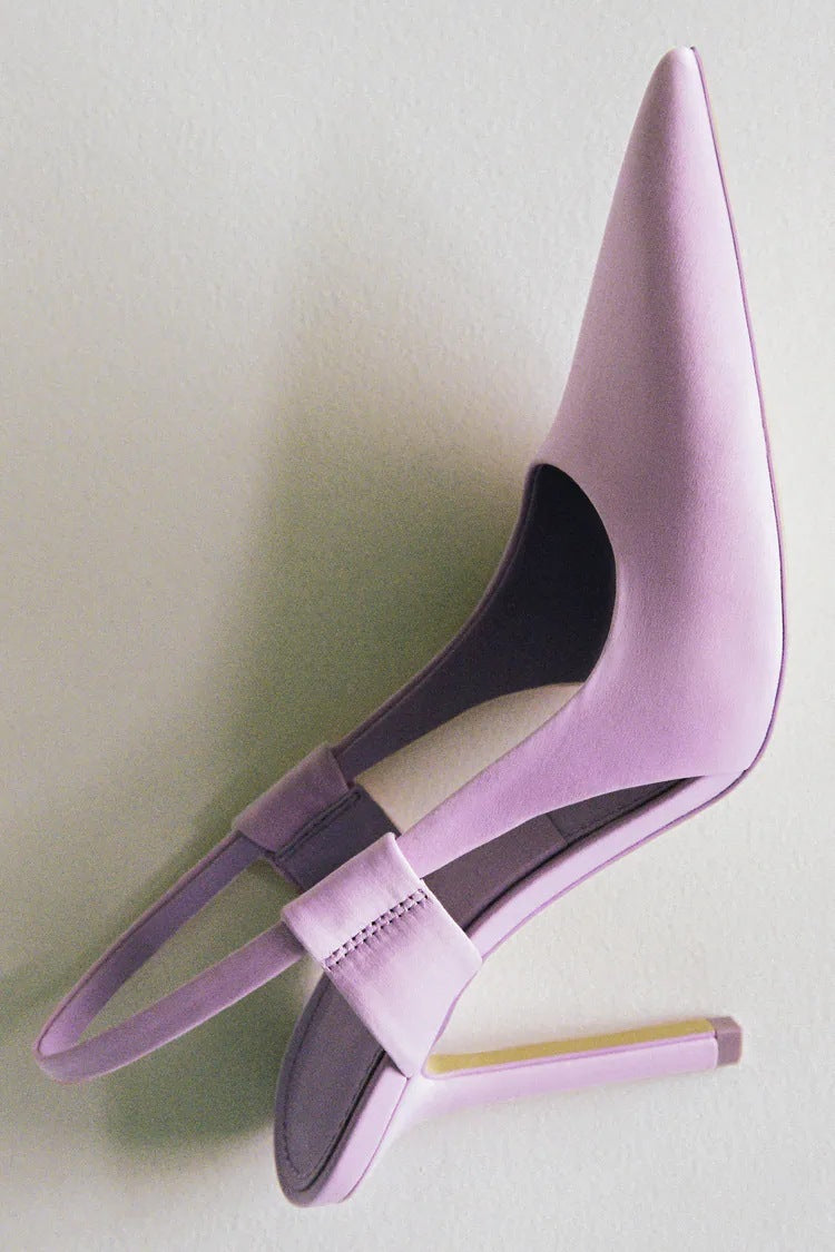 Women's Satin Purple Single Shoes Pointed Toe Stiletto Heels