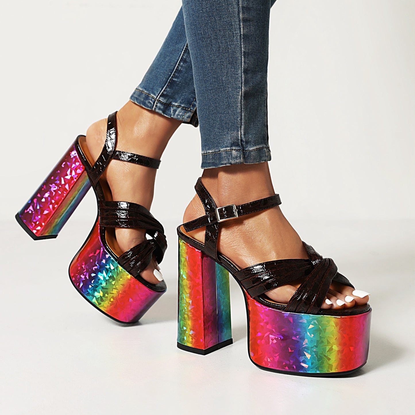 European And American Women's Chunky High Heel Waterproof Platform