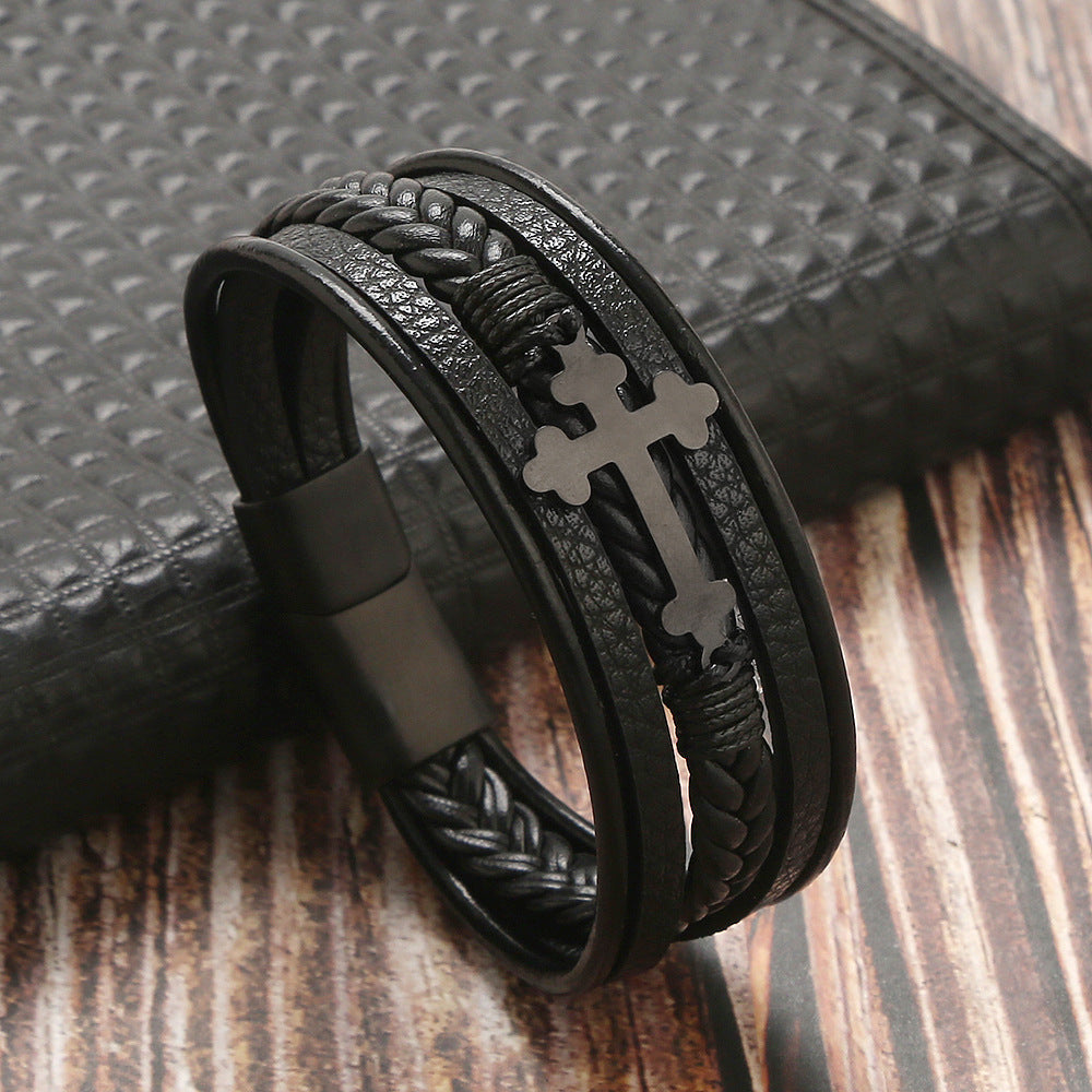 Personalized Multi-layer Woven Leather Men's Bracelet