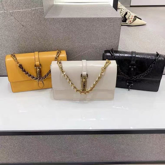 Lock Pleated Chain Portable Women's Shoulder Messenger Small Square Bag