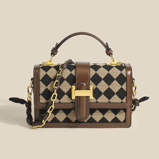 Small Square Bag Chessboard Plaid Chain All-match Shoulder Crossbody
