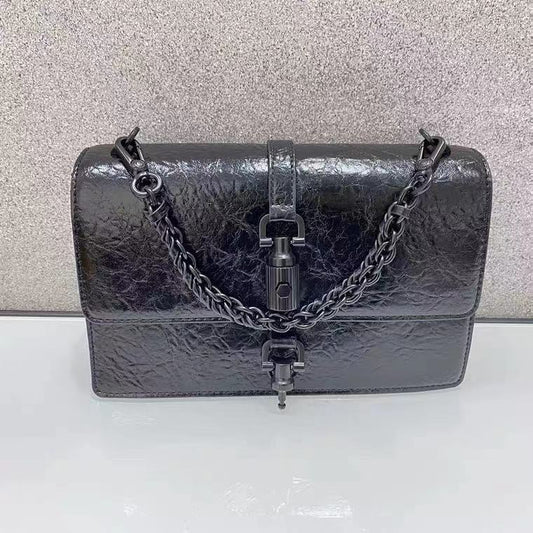 Lock Pleated Chain Portable Women's Shoulder Messenger Small Square Bag