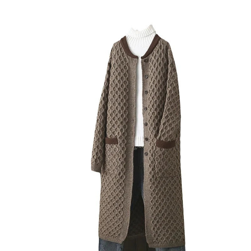 Thick Mid-length Knitted Cardigan For Women Autumn And Winter