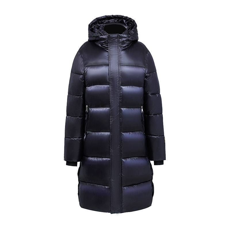 Women's Long Cotton Hooded Coat: Winter Warm, Fashionable, with Pockets, Solid Color