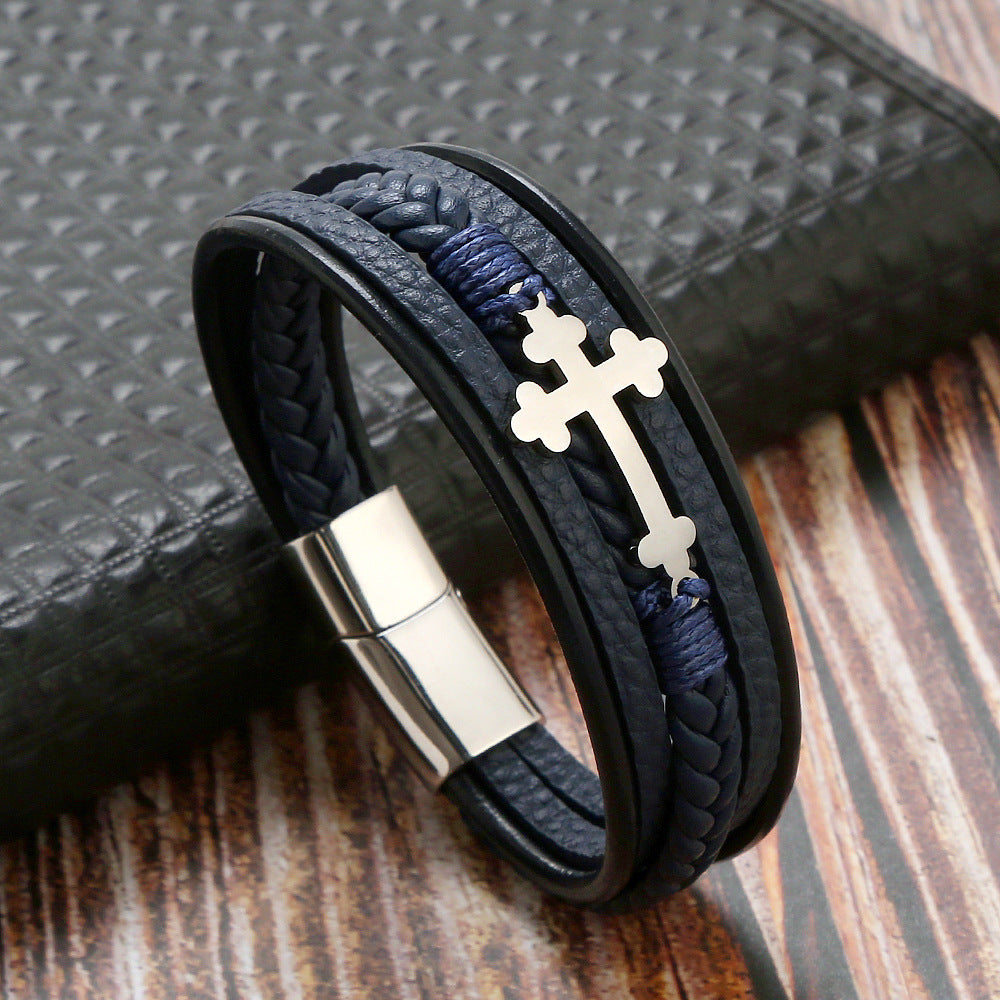 Personalized Multi-layer Woven Leather Men's Bracelet